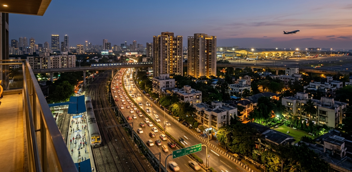 Vile Parle East connectivity showing residential hub with Mumbai transport links and modern infrastructure development